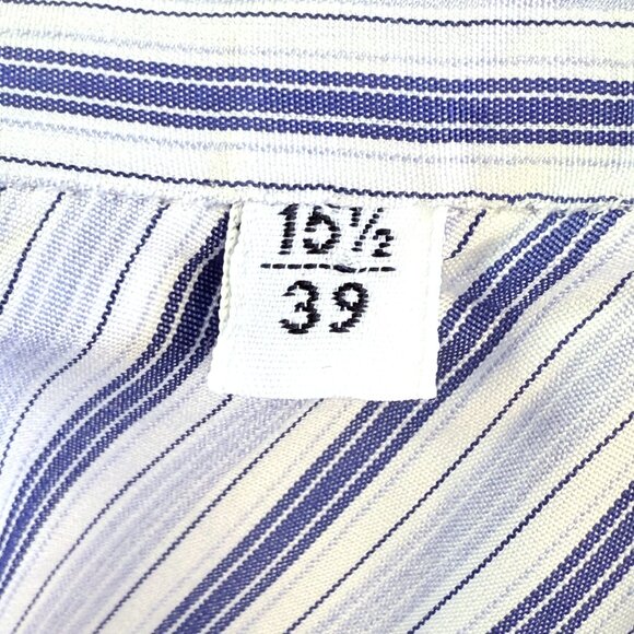 KITON Striped luxury Dress Shirt Blue White Made in Italy Size 15.5 /39 - Picture 7 of 13